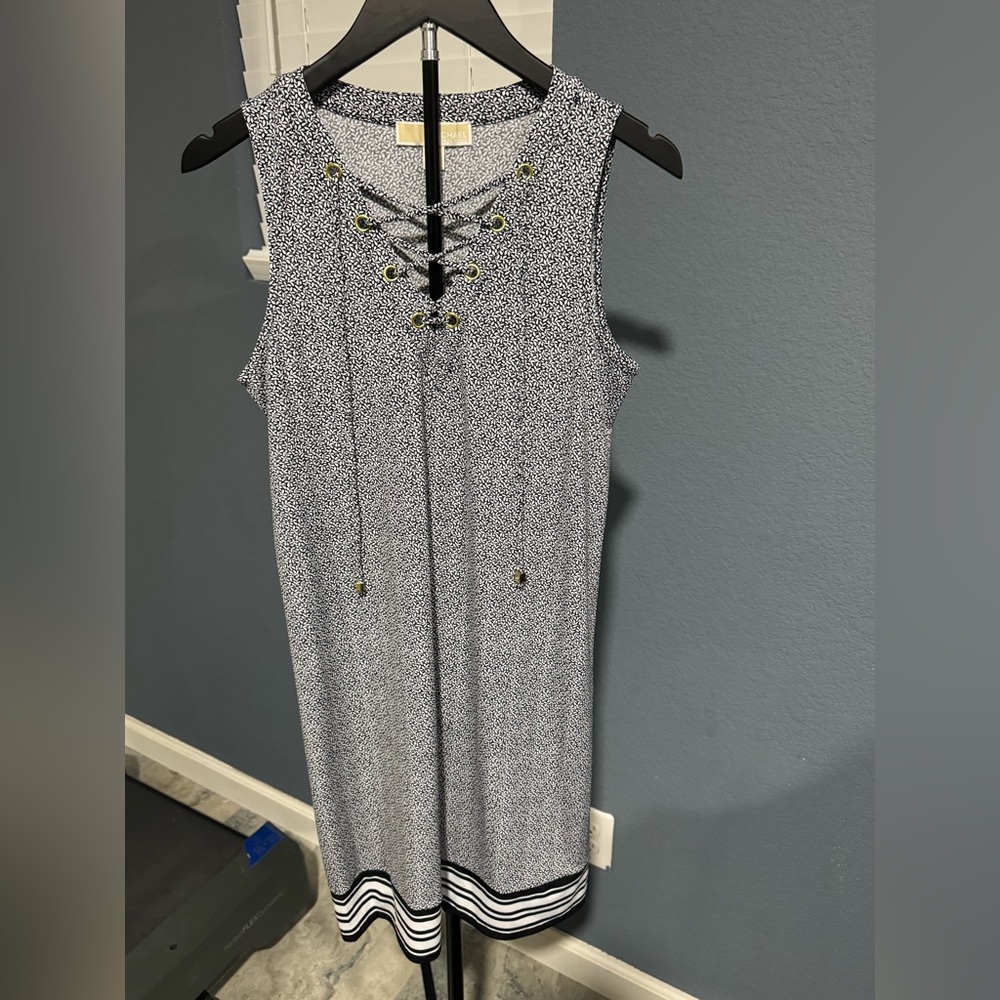 Michael Kors Black and White Lace-Up Tunic